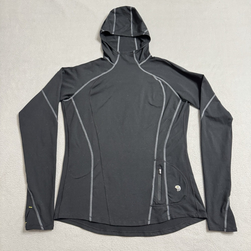 Mountain Hardwear Hoodie Womens Medium Black‎ Stretch Athletic Hiking Pullover